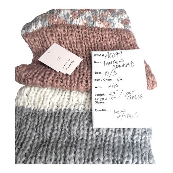 Lauren Conrad INFINITY SCARF Chunky Knit Neck Blanket Blush Cream Gray 52" NEW - Picture 5 of 6